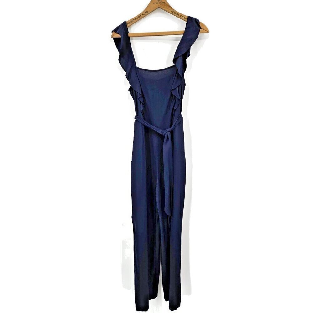 Nwot Paige Ruffle Sleeve Jumpsuit Womens S Navy Blue